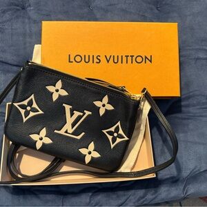 Louis Vuitton Black and Tan Crossbody Bag Bicolor Monogram Empreinte Leather